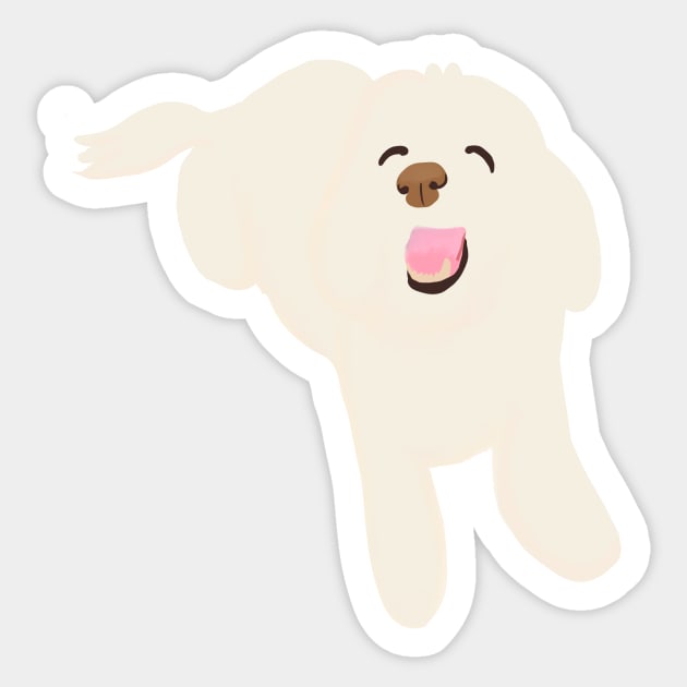 Smiling White Fluffy Maltipoo Dog Sticker by PatternbyNOK